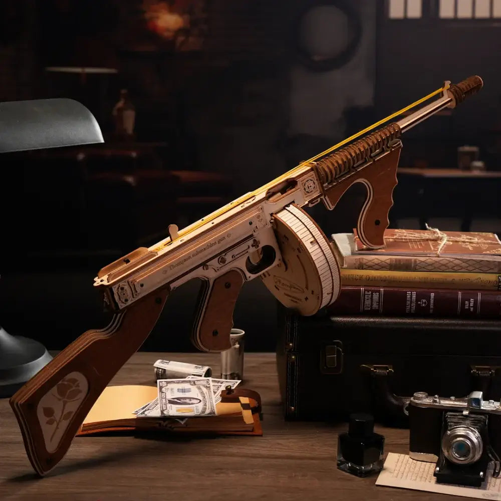 Thompson Submachine Toy Gun - 3D Wooden Puzzle - Wooden Puzzle