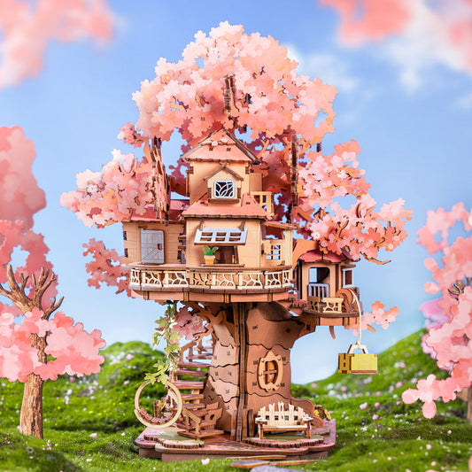 Sakura-Baumhaus - 3D-Holzpuzzle