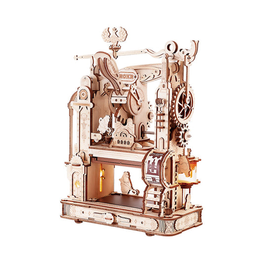 Klassische mechanische Druckpresse - 3D-Holzpuzzle