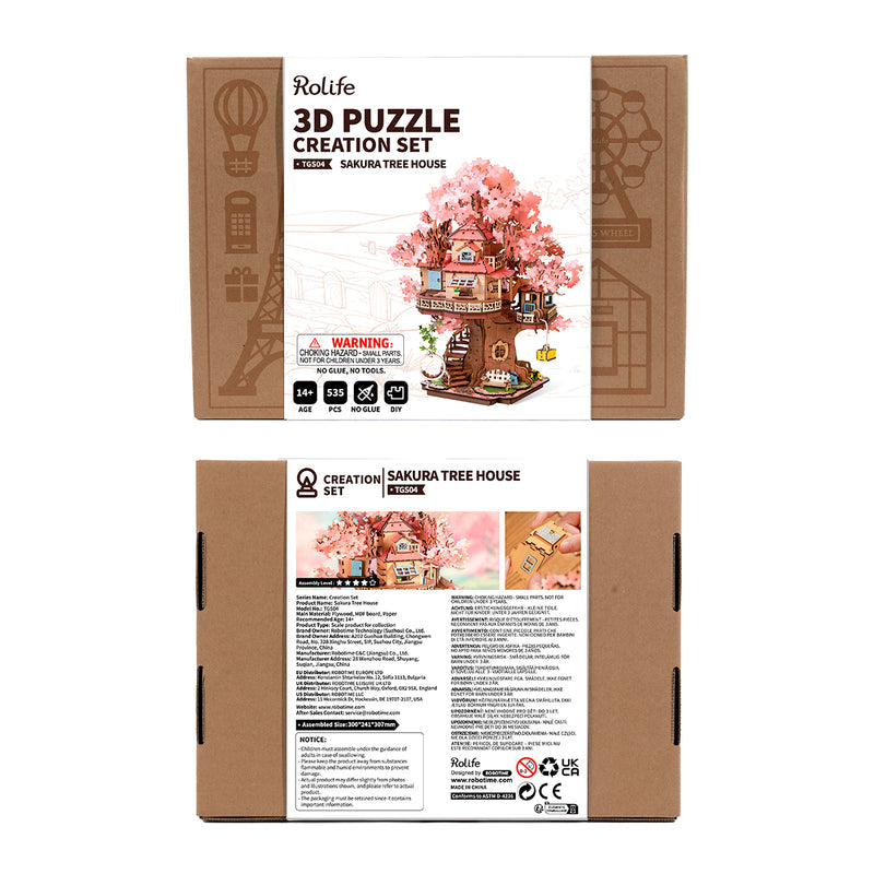 Sakura-Baumhaus - 3D-Holzpuzzle