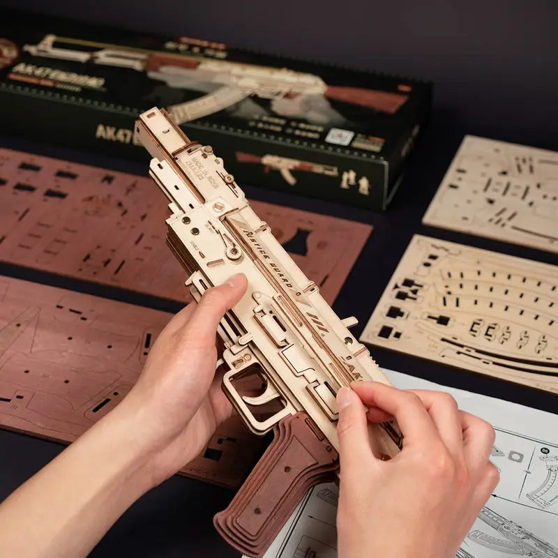 AK-47 Assault Rifle Toy Gun - 3D Wooden Puzzle - Wooden Puzzle