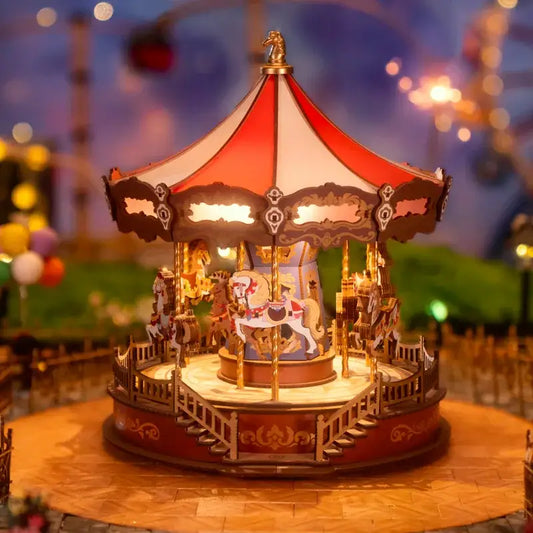 Classic Turning Carousel With Serene Music - 3D Wooden Puzzle - Classic Carousel AMC01 / Spain - Wooden Puzzle