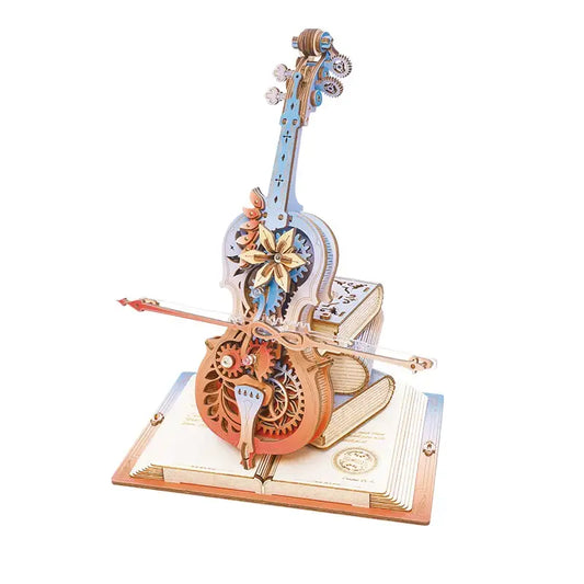 Colorful Magic Cello Mechanical Music Box - 3D Wooden Puzzle - Colorful Magic Cello AMK63M / China - Wooden Puzzle