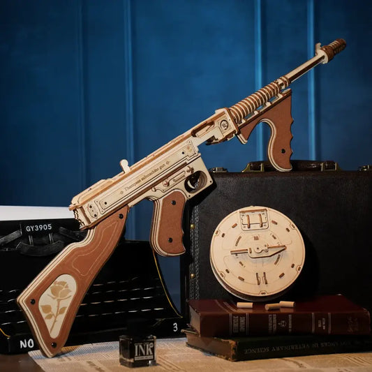 Thompson Submachine Toy Gun - 3D Wooden Puzzle - Wooden Puzzle